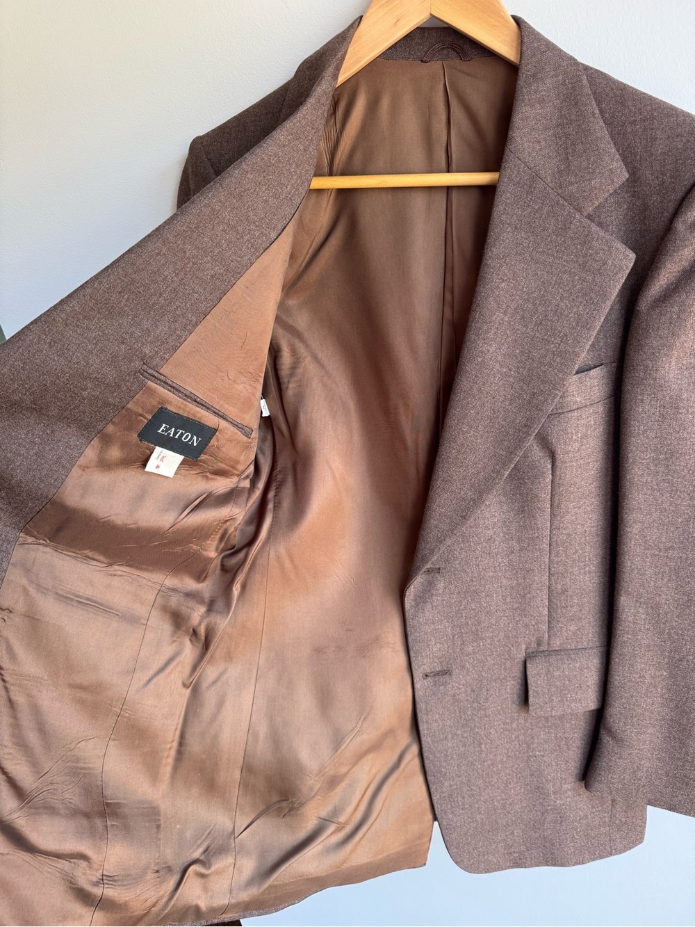 Vintage 70s Eaton Brown Wool 3 Piece Suit Mens 38R 32x29.5 Blazer Vest Trousers - Picture 4 of 16